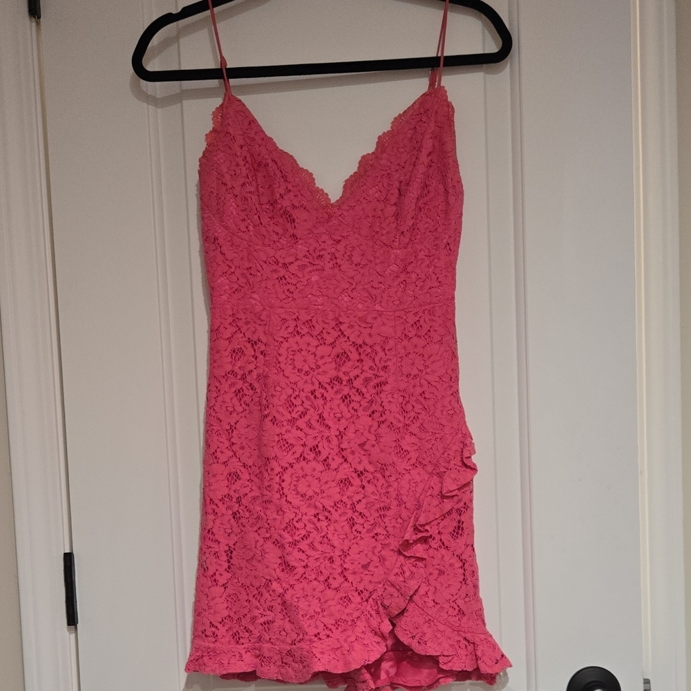 Angel Biba Vibrant Pink Lace Dress